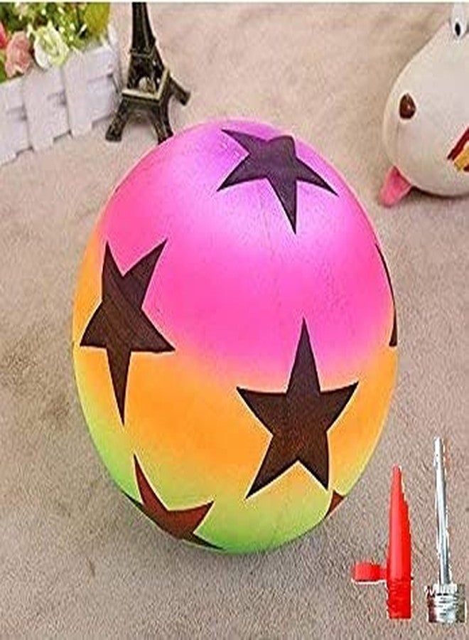 TT Standard Colorful Rainbow Color Inflatable Beach Ball Soft Rubber Ball (Pack of 1, Design May be Vary) Free Multipurpose use 2 air pin Extra - Image 1